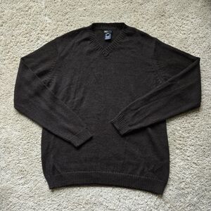 Novica alpaca blend sweater brown v neck pullover size L